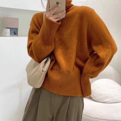 jinran 2000s fashion 2024 Winter New Korean Style Lazy Style Elegant Knitwear Fashionable Western Style Turtleneck Women's Pullover Sweater