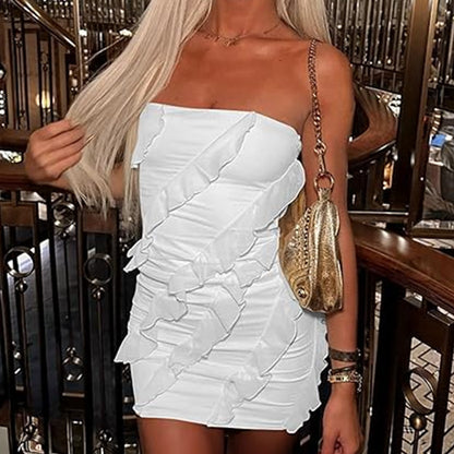 2025 summer New Popular trade dress sexy hot girls women's tube top three-dimensional lace slim-fit hip-wrap dress