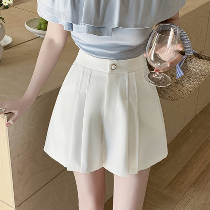 2025 Hot trade casual high-waisted pleated skirt pants irregular skirt women's  spring and summer new a-word short skirt fashion trend