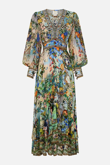 jinran party dresses 2024 New Arrival Hot Fashion Printed Long Sleeve V-neck Girdle Dress