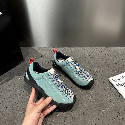 2025 popular autumn new leather hiking shoes women's non-slip ugly cute outdoor shoes platform sports casual shoes women's tooling shoes