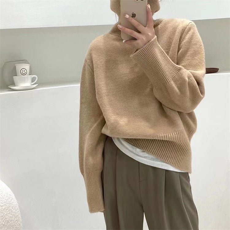 jinran 2000s fashion 2024 Winter New Korean Style Lazy Style Elegant Knitwear Fashionable Western Style Turtleneck Women's Pullover Sweater