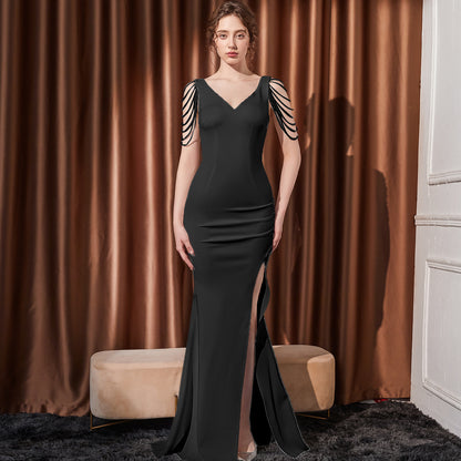 2025 Evening dress female sexy slim and thin annual meeting host party socialite niche high-end long fishtail dress