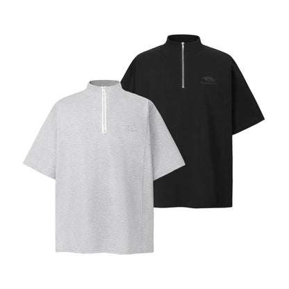 2025 8592 2025n 2025 Summer Neutral High Sense Deconstruction Irregular Zipper Design Men's High Sense Short Sleeve T-Shirt