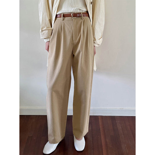 jinran summer outfits inspo Shijian Classic High Waist Simple Casual Pants Women's Autumn New Korean Style Slimming Loose Straight Pants 02860