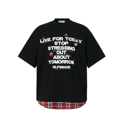2025 JT961 2025n Street 2025 Summer Foam Print Premium Design Men's Loose Fake Two-piece Short Sleeve T-Shirt