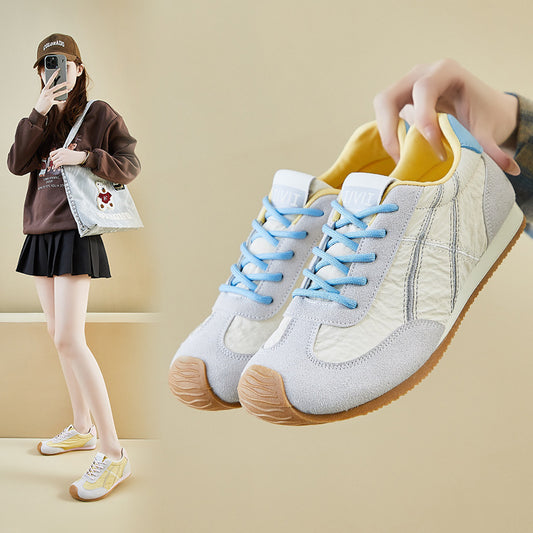 2025  ins Korean version of the new lightweight retro German training white shoes women's  spring student flat casual shoes XFW1519