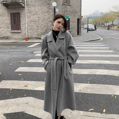 jinran New Sicilian Lazy Coat Elegant Double-Sided Cashmere Extended Loose plus Size High-Grade Woolen Coat