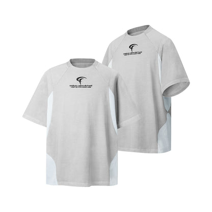 2025 8569 2025n Street 2025 Summer Splicing Design Men's Embroidery Loose High-end Neutral Short Sleeve T-Shirt
