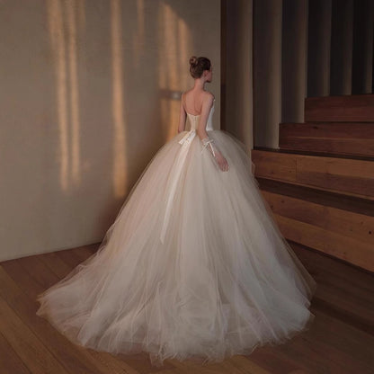 lace Mori super fairy retro main wedding dress 2025 new bride thin high-end go out light yarn small trailing