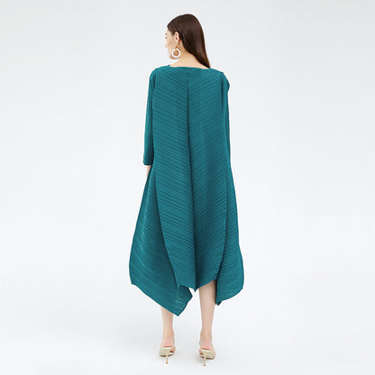2025 spring new women's Middle East oversized loose design irregular waist long-sleeved dress skirt women's clothing