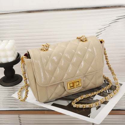 Light luxury high-end small fragrant wind rhombus chain bag New shoulder leather women's bag lock crossbody small square bag 8167