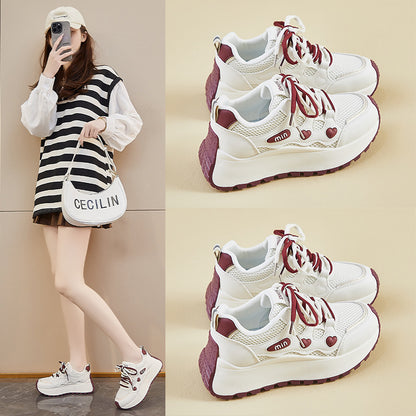 2025  ins Korean version of the new dad shoes girl  spring student sports running casual thick sole height increase street shot BN029