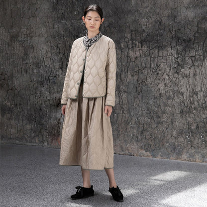 2025 Cotton clothes short women, literary and artistic two-piece set, warm and light top 211111-A swing skirt 211110