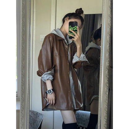 2025n retro versatile Spice Girl jacket jacket women's 2025 spring clothing high-end cool Sa style leather jacket