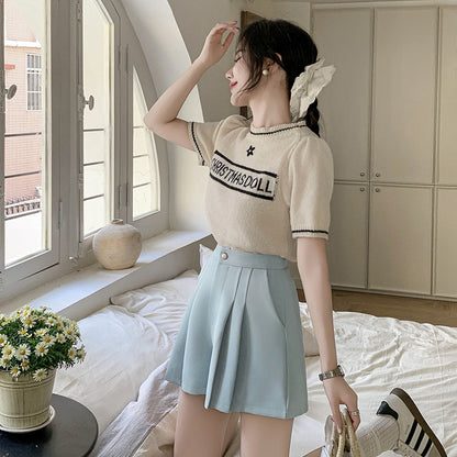 2025 Hot trade casual high-waisted pleated skirt pants irregular skirt women's  spring and summer new a-word short skirt fashion trend