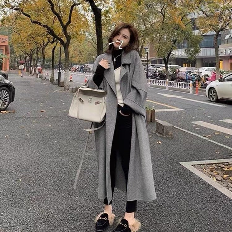 jinran New Sicilian Lazy Coat Elegant Double-Sided Cashmere Extended Loose plus Size High-Grade Woolen Coat