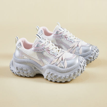 2025  ins Korean version of the new dad shoes girl  spring student sports running casual thick sole height increase street shot M-98