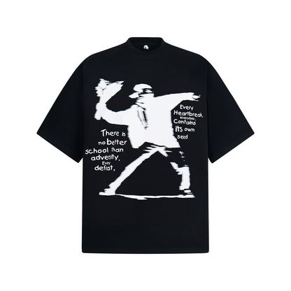 2025 2644 2025n Street 2025 Vintage Creative Character Design Men's Loose High Sense Heavy 300 Short Sleeve T-Shirt