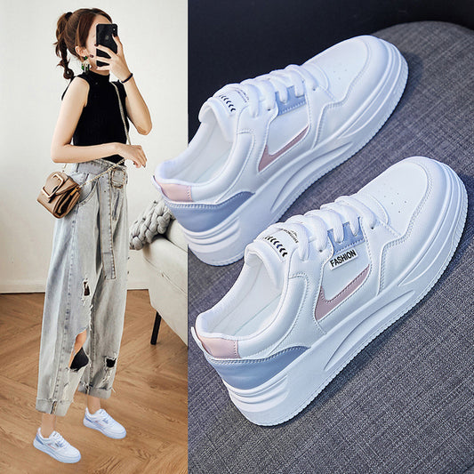 2025  ins tide basic little white shoes women's  spring new breathable thick-soled Korean version board shoes female student shoes QR663