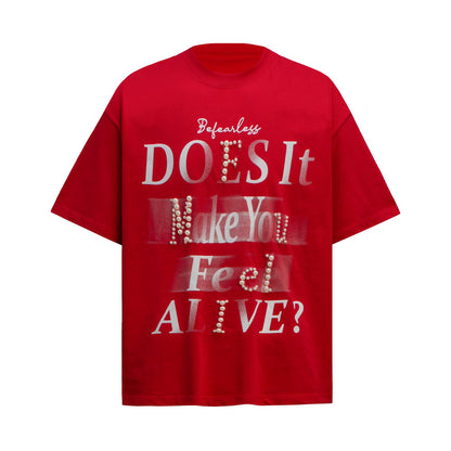 2025 6096 2025n Street 2025 Summer Letter Bead Design Men's Loose Premium Crew Neck Short Sleeve T-Shirt