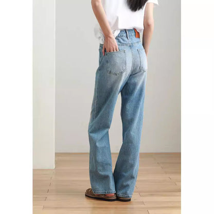 jinran jeans Washed Straight Jeans 2024 Summer New High Waist Loose Slimming Wide Leg Pants Pear-Shaped Figure Pants for Women