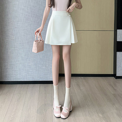 2025 Casual skirt women's  spring and summer new Chinese style pleated skirt A word short skirt retro belly cover hip skirt