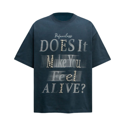 2025 6096 2025n Street 2025 Summer Letter Bead Design Men's Loose Premium Crew Neck Short Sleeve T-Shirt