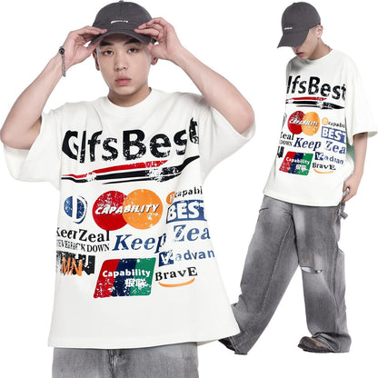 2025 T983 2025n Street 2025 Summer Neutral Creative Fun Map High Sense Design Men's Loose Short Sleeve T-Shirt