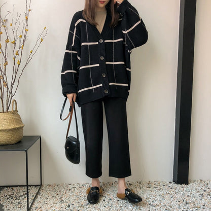 jinran discover style ideas Fairy Plaid Sweater Cardigan Women's Mid-Length Internet Celebrity Loose Spring 2024 New Korean Style Knitted Coat Thick