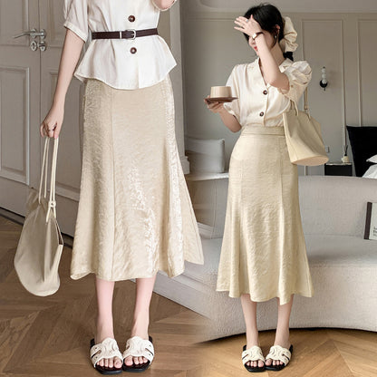 2025 Professional skirt women's  spring and summer clothing new Korean version of fashion high waist temperament hip-wrapped fishtail skirt temperament Popular trade