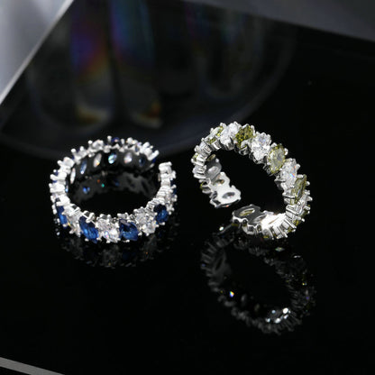 2025 Korean version of fashionable sweet and cool style personalized open index finger ring super flash zircon inlaid high-end niche versatile ring