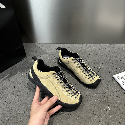 2025 popular autumn new leather hiking shoes women's non-slip ugly cute outdoor shoes platform sports casual shoes women's tooling shoes