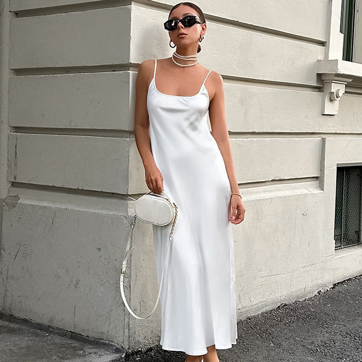 2025 Sexy U-neck high waist pure desire wind suspender dress popular  new fashion Popular trade fishtail dress long dress