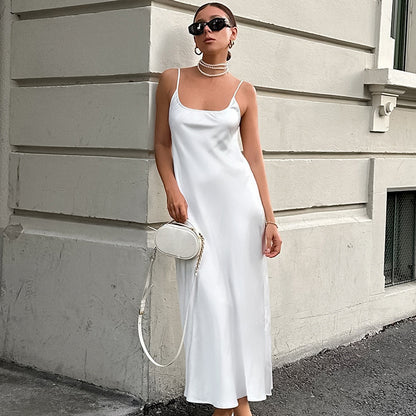 2025 Sexy U-neck high waist pure desire wind suspender dress popular  new fashion Popular trade fishtail dress long dress