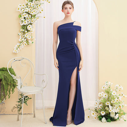 2025 Evening dress women's light luxury high-end temperament socialite banquet dinner car model exhibition long thin fishtail dress