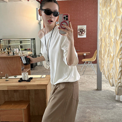 jinran summer outfits inspo Street Wide-Leg Workwear Straight Casual Pants Pleated Loose Slimming Mop Straight Pants K335