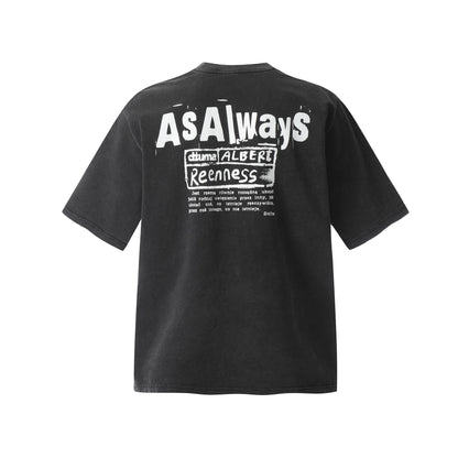 2025 F6619 2025n Street 2025 Summer Washed Old Pattern Design High Sense Men's Loose Short Sleeve T-Shirt