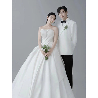 Korean version of wedding 2025 new bridal wedding sexy tube top dress skirt studio photography outdoor travel light wedding dress
