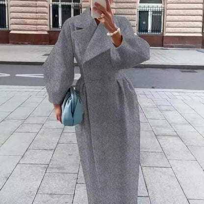 jinran 2024 fall fashion trends Autumn and Winter New Retro Palace Style Lantern Sleeve Large Lapel Woolen Coat Long Coat