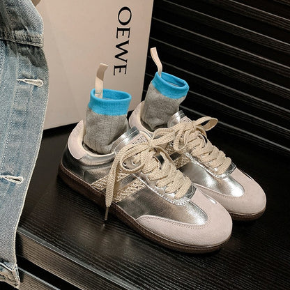 2025 2025 new fashion blogger standard~ retro lace edge leather sports training casual shoes Forrest Gump shoes women's spring