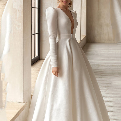 New Cross-border  Dresses Celebrity Style White Satin Skinny and High  Temperament Dress