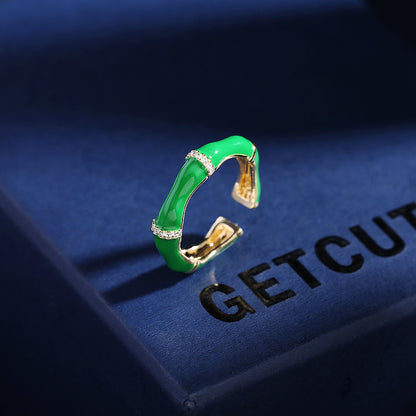 2025 Opening adjustable live ring tide temperament index finger tail ring simple niche design sense joint high bamboo ring