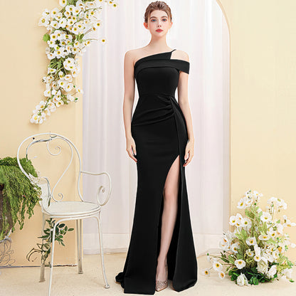 2025 Evening dress women's light luxury high-end temperament socialite banquet dinner car model exhibition long thin fishtail dress
