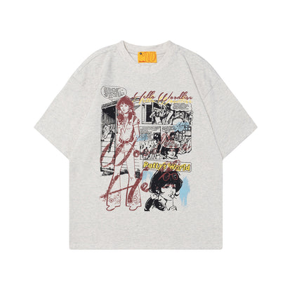 2025 WT531 2025n Street 2025 Vintage Comic Girl Design Men's Loose Premium Sense Neutral Short Sleeve T-Shirt