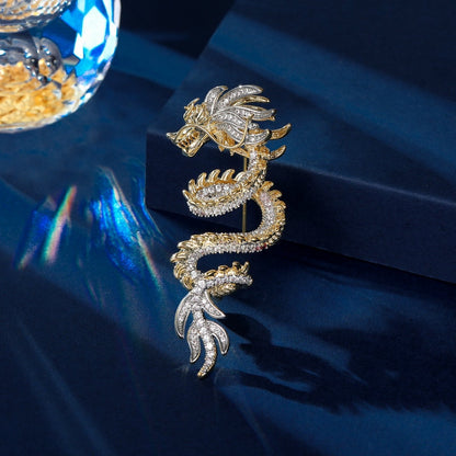 2025 Chinese style unisex new style inlaid zircon popular zodiac year high-end suit jacket accessories dragon brooch