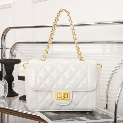 Light luxury high-end small fragrant wind rhombus chain bag New shoulder leather women's bag lock crossbody small square bag 8167