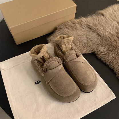 2025 Retro Birkenstock shoes women's outer wear velvet Doudou shoes popular new autumn and winter soft-soled one-pedal wool cotton shoes