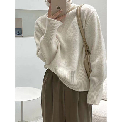 jinran 2000s fashion 2024 Winter New Korean Style Lazy Style Elegant Knitwear Fashionable Western Style Turtleneck Women's Pullover Sweater