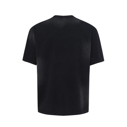 2025 27173 2025n Street 2025 Summer Character Map High Sense Small Neck Design Men's Loose Spray Color Short Sleeve T-Shirt